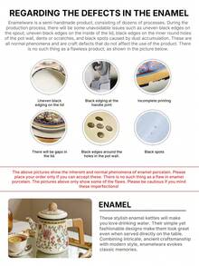 Cirelle 1.2升搪瓷茶壶，木柄设计——复古花卉图案，炉灶咖啡壶，是下午茶、早午餐或馈赠佳品的完美之选。 - 彩色 - 查看 5