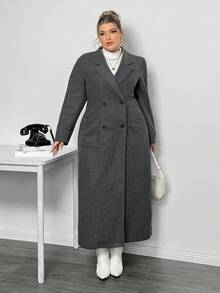 Truni Áo khoác dài tay dáng rộng, cổ ve lật, màu trơn, tay lỡ, dáng suông, Sometimesglam cỡ lớn dành cho nữ, phù hợp với dáng người hình tam giác quả lê, mùa thu/đông - Xám - Xem 5