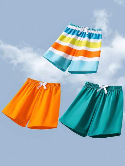 SHEIN Set de 3 piezas de shorts de baño informales para niño pequeño