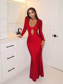 BamGleam Đầm nữ xếp ly gợi cảm cho ngày Valentine - Đỏ - Xem 1