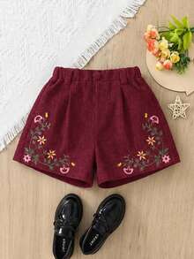 LMoss Kids Young Girl Solid Color Fitted Casual Shorts,Kids - Red - View 4