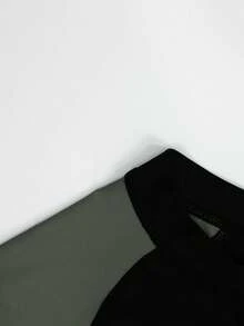 Manfinity Swimmode 男士撞色圆领长袖连体泳衣 - 黑色 - 查看 6