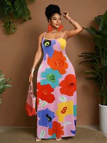 Maweii 女士碎花休闲简约彩色修身针织连衣裙，适合日常穿着、海滩度假，新款必备小众设计大码连衣裙 - 彩色 - 查看 4