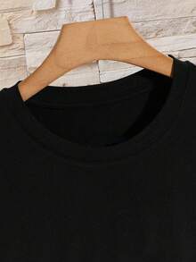 Men's Casual Crew Neck T-Shirt, Seagull Animal Chasing Sun Print Design, Fashion Personalized Style, Daily Wear, Summer - Black - View 3