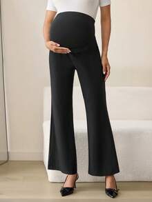 MaterniWear 孕妇纯色弹力腰优雅百搭喇叭裤