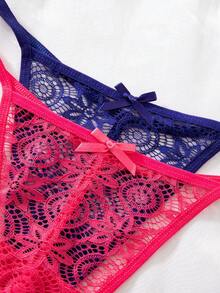 SHEIN 8件套女士性感蕾丝丁字裤 - 彩色 - 查看 5