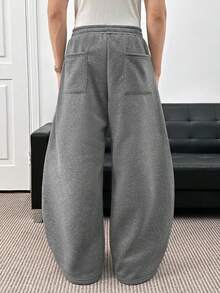 ESTAVOR 男士时尚宽松灰色弯刀运动裤 - 灰色 - 查看 5