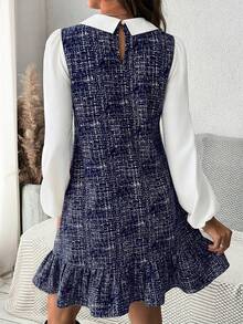 SHEIN Maternity Casual Round Neck Sleeveless Dress, Autumn - Blue - View 2