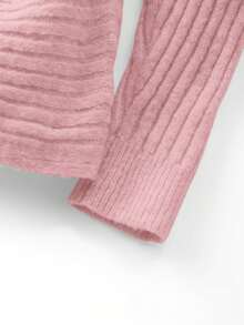 GlowEve CURVE بدلة كاجوال للمرأة البدينة تتكون من كنزة صوفية بياقة مستديرة وهيم غير متماثل وتنورة مصنوعة من الأقمشة المحبوكة، مناسبة للخريف والشتاء - وردي - مشاهدة 3