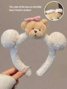 Joivida 1PC Fluffy Plush Bear Hair Band For Women Soft Polyester Headband Cute Simple Design Perfect For Facial Washing Mask Skincare Routine Novelty Hair Accessory Single Pack Fashion Hair Styling Gift - Multicolor - View 7