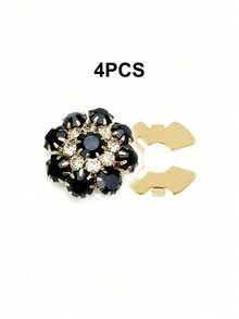 1/2/4pcs 21mm Rhinestone Button Covers For Women, Crystal Button Covers, Detachable Clip On Button Covers, Crystal Fancy Buttons For Clothing, Button Snaps With Pliers Press For Dress Suit Tux Shirt Accessories, Lead Color