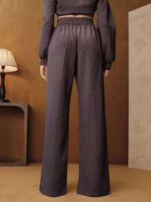 Anewsta Vintage Washed Light Blue Casual Sweatpants With Handcrafted Rhinestone Embellishments For Women - Purple - View 7