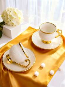 Afternoon Tea Set, With Handles, Heat-Resistant, Golden Luxury, Suitable For Restaurants, Homes And Offices, A Great Gift Choice For Family, Friends And Loved Ones - Multicolor - View 6