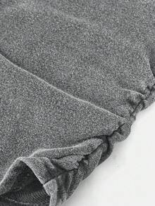 SHEIN Conjunto de camiseta de cuello redondo de manga corta ajustada y pantalones holgados de pierna ancha de punto para niña preadolescente - Gris - Ver 11