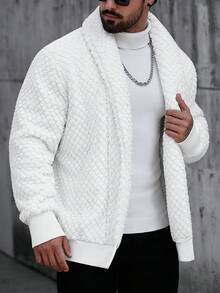 Manfinity Homme 男士休闲加绒长袖外套，日常外衣 - 白色 - 查看 5