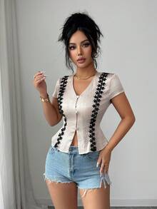 Elenzga Ladies Weave Elegant Commuting Summer Shirts