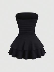 Sweetra Đầm ngắn dáng xòe, eo nhún, chân váy xòe, chất liệu jacquard, thời trang đi biển, thích hợp cho nữ, phù hợp cho kỳ nghỉ. - Nhiều màu - Xem 6