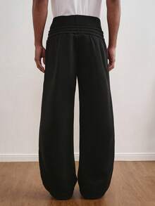 TOKVUE Quần nỉ cạp đôi màu đen họa tiết thêu tương phản phong cách đường phố phổ biến của INS "This City" dành cho nam mặc thường ngày, quà tặng bạn trai/chồng, quà kỷ niệm - màu đen - Xem 2