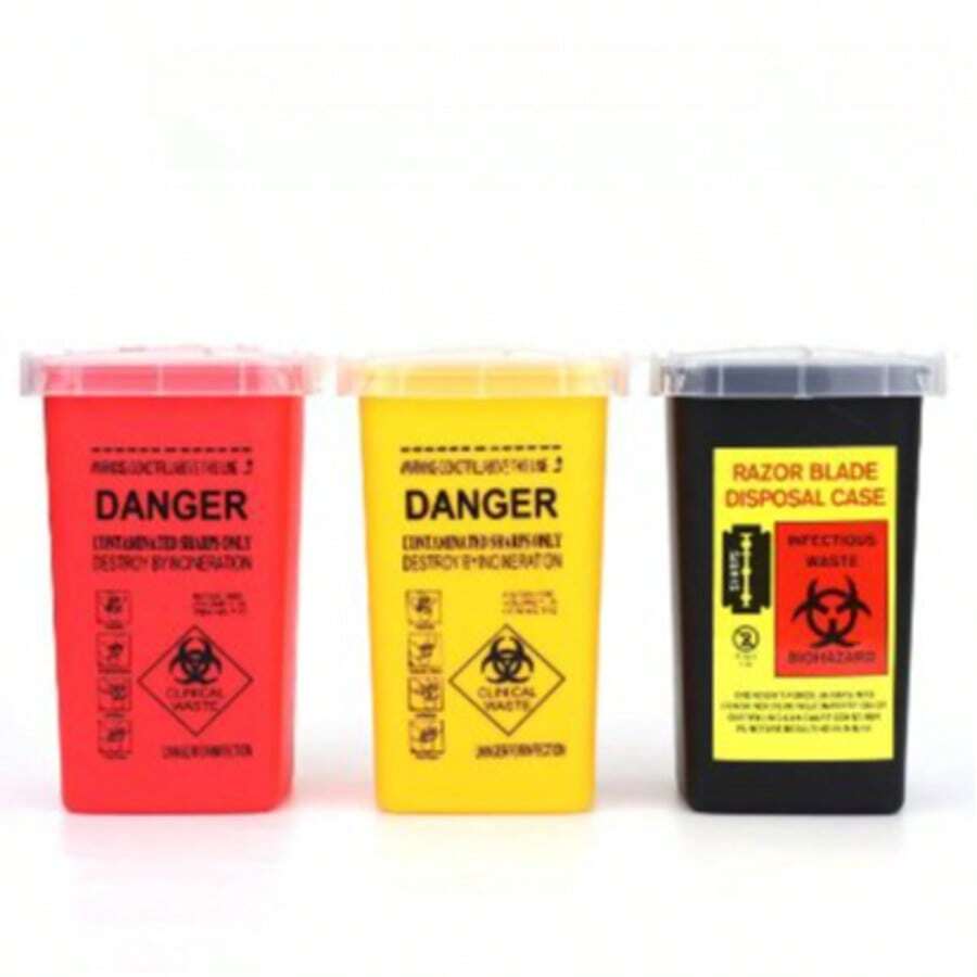 1/3PCS Sharpener Collection Bin, Black/Yellow Blade Drop Box, Sharpener Container Sharpener Disposal Box, Tattoo Waste Needle Disposal Box Convenient, Christmas Gifts, Tattoo,Simple Tool For The General Public And Tattoo Artists. Bedroom Accessories,Suitable For Professional Small Sharps Needle Disposal And Waste Tattoo Needle Disposal Container, Perfect For Home, Tattoo Salon, Embroidery, Barber Store Use