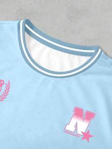 INAWLY Áo thun thể thao chấm bi cổ điển phong cách đường phố giản dị cỡ lớn dành cho nữ - trắng - Xem 3