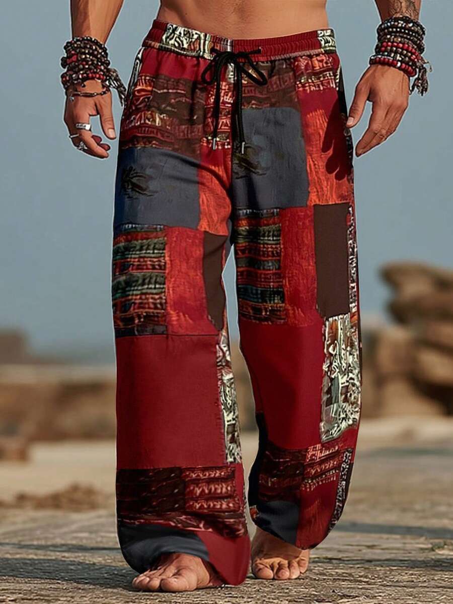 Manfinity RSRT 男士彩色拼接弹力腰直筒裤 - 彩色 - 查看 1