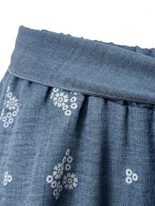 Franclia Chân váy jacquard kiểu Pháp thanh lịch, thoải mái dành cho nữ cỡ lớn - Màu xanh lam - Xem 6