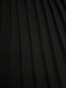 GlowEve CURVE 大码女士纯色翻领双排扣褶裥下摆无袖优雅连衣裙 - 黑色 - 查看 3