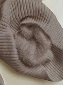 Franclia 时尚百搭高领厚款无缝修身长袖针织毛衣，百搭秋冬 - 藕粉色 - 查看 6