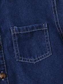 SHEIN 男童单排扣口袋衬衫和短裤休闲牛仔套装