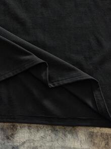 EASEVO Plus Size Men's Casual Crew Neck Letter Slogan Print Short Sleeve T-Shirt, Versatile For Commuting And Outings - Black - View 6