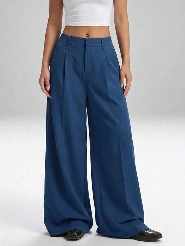 LYSMO Pantalones de pierna ancha unicolor