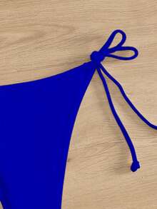 SHEIN Swim Women's Fashionable Simple Solid Color Bikini Bottom Summer - Royal Blue - View 5