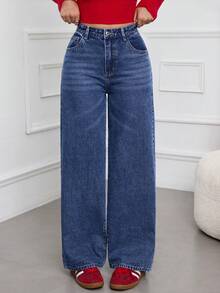Rivivi Jeans casuales de pierna recta y holgados para uso diario - Azul - Ver 1