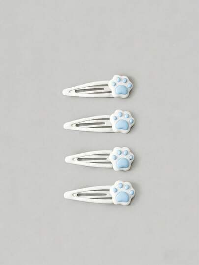 Anime 4 Blue And White Cat Claw Hairpins, Cute Claw BB Hairpins, Daily Versatile Cartoon Hair Accessories.