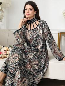 Yasmyna 保守度假印花女士阿拉伯连衣裙 - 彩色 - 查看 5