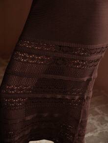 MOTF PREMIUM 女士撞色蕾丝吊带罩衫连衣裙 - 棕色 - 查看 6