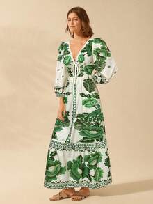 Women Midi Dresses - Green - View 3