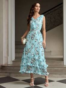 ZEYLAH Đầm nữ thanh lịch in hoa, xếp ly ở gấu váy. - Nhiều màu - Xem 7