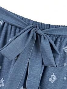 Franclia Chân váy jacquard kiểu Pháp thanh lịch, thoải mái dành cho nữ cỡ lớn - Màu xanh lam - Xem 5