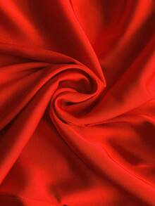 SHEIN Privé 大码女士新款优雅派对及圣诞婚礼宾客礼服，缎面绉纱面料，深V垂褶领口，长袖，修身迷你裙，秋季时尚，女士婚礼宾客礼服，外出装扮 - 紅色 - 查看 8