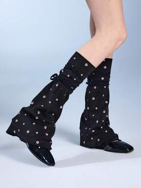 Kawaii 1 Pair Black & White Dog Paw Print Pattern Leg Warmers, Y2K Casual Stylish Minimalist Design Leg Warmers For Women, Suitable For Daily, School, Date, Shopping Outfits