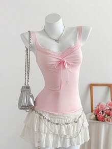 SHEIN EZwear 女士夏季无袖上衣，时尚，适合夏天 - 粉色 - 查看 5