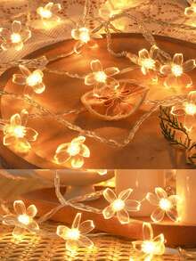 1串3/6米可爱塑料花朵装饰LED灯串，电池供电，室内家居装饰樱花灯，房间装饰，卧室墙面装饰樱花灯，适用于婚礼装饰、派对装饰、情人节装饰灯、桌面装饰花朵灯串 - 櫻花燈串 - 查看 13