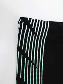 Manfinity Swimmode Quần bơi nam dáng casual kẻ sọc có dây rút, thích hợp cho kỳ nghỉ biển. - màu đen - Xem 6
