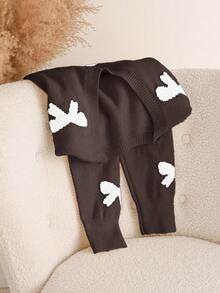 CosyJoli Suéter casual de talla grande con cuello en V y estampado de mariposa, otoño/invierno - Café integral - Ver 4