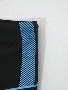 Manfinity Swimmode Men's Letter Print Drawstring Waist Casual Beach Swim Trunks - Black - View 7