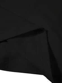 SHEIN LUNE 极简豹纹苹果街头度假风，胸前数码印花，居家舒适之选，女士T恤图案上衣 - 黑色 - 查看 7