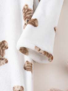 少女款Cookie Bear双面法兰绒印花圆领长袖加厚绒面面料柔软舒适家居服睡衣，秋冬款 - 彩色 - 查看 3