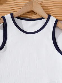 SHEIN Explorewe 两件套少女罗纹圆领背心和休闲裤套装