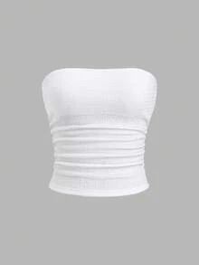 Sweetra Bộ 3 áo croptop quây ngực họa tiết jacquard thời trang, dáng ôm, đa năng cho tiệc tùng, công sở, màu trắng/nâu/đen. - Nhiều màu - Xem 3